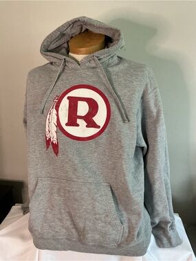 Washington Redskin Vintage Fanatics Gray Hoodie with Logo and Feather Accent